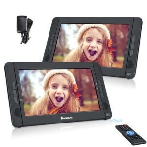 NAVISKAUTO 10,1 Zoll Auto DVD Player 2 Monitore Tragbarer DVD Player mit zusätzlichem Bildschirm 5 Stunden Akku Kopfstütze Monitor Fernseher Dual Bildschirm 1023